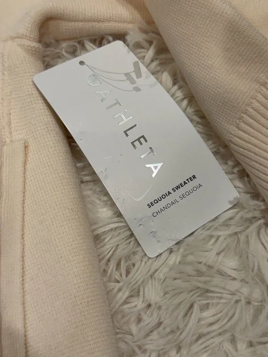 New Athleta Sequoia Sweater Jacket Cardigan Large Magnolia White Cream Full Zip - Picture 9 of 12